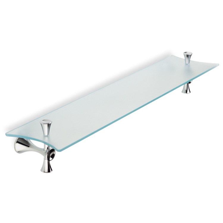 Bathroom Shelf Frosted Glass Bathroom Shelf with Chrome Holders StilHaus CA04-08